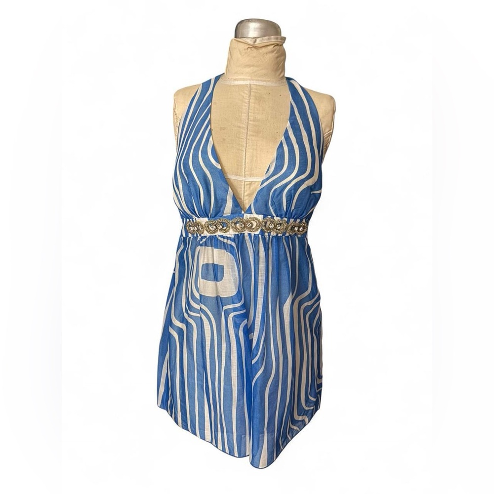 ᧔𐓪᧓ Y2K Blue Halter Mini Dress